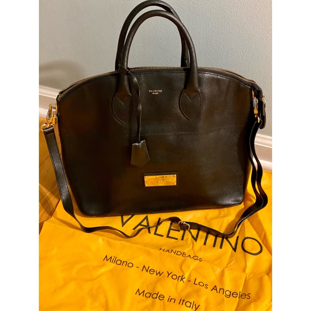 Valentino Black Bravia Leather Top Handle Bag